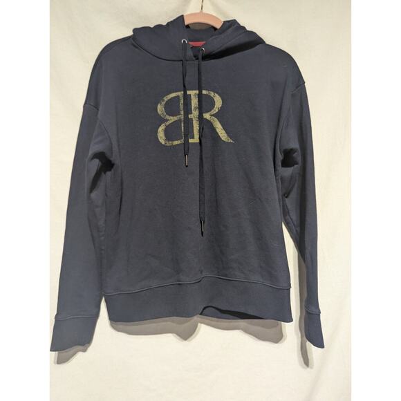 Banana Republic Womens Navy Blue Hooded Sweatshirt Size Small Classic BR Logo - Picture 1 of 5